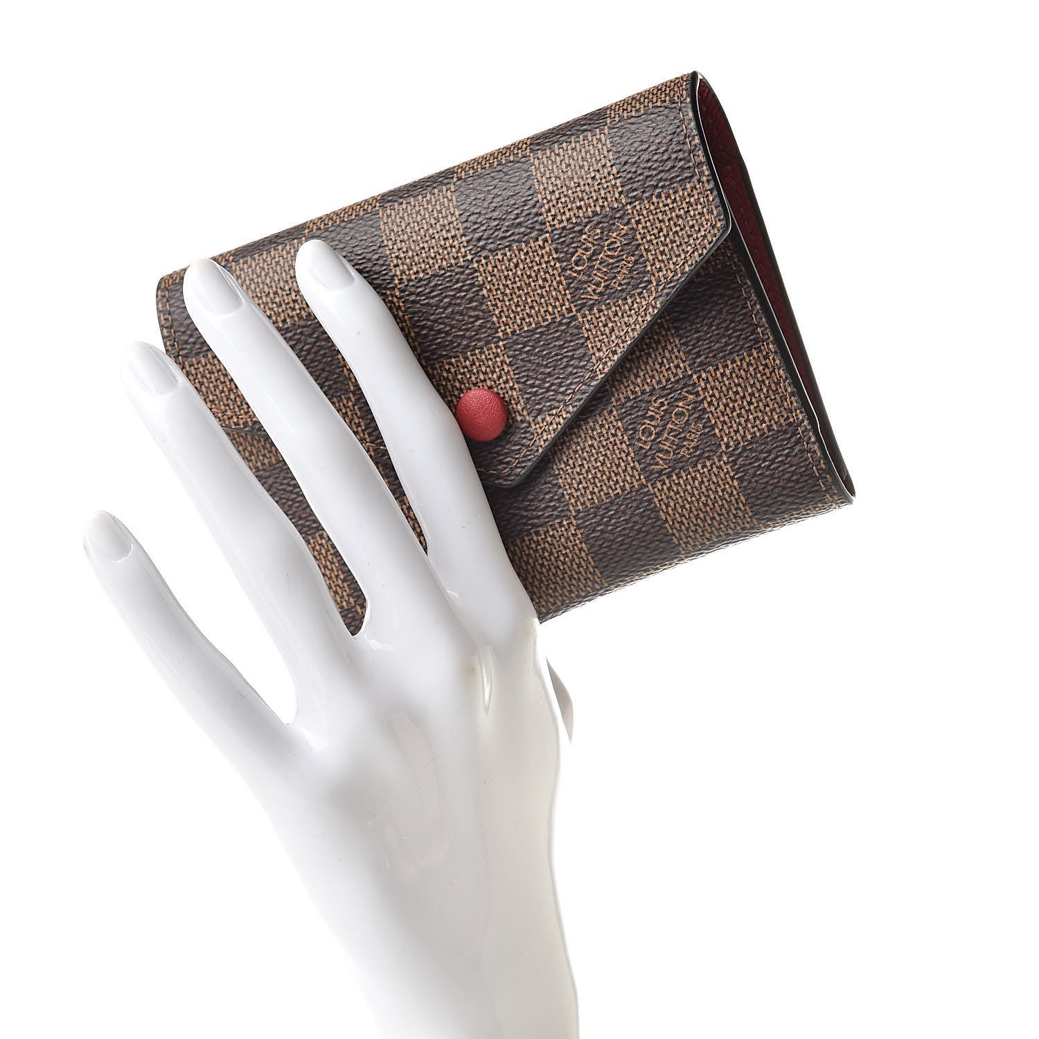 Louis Vuitton Damier Ebene Victorine Wallet Red 2 of 10