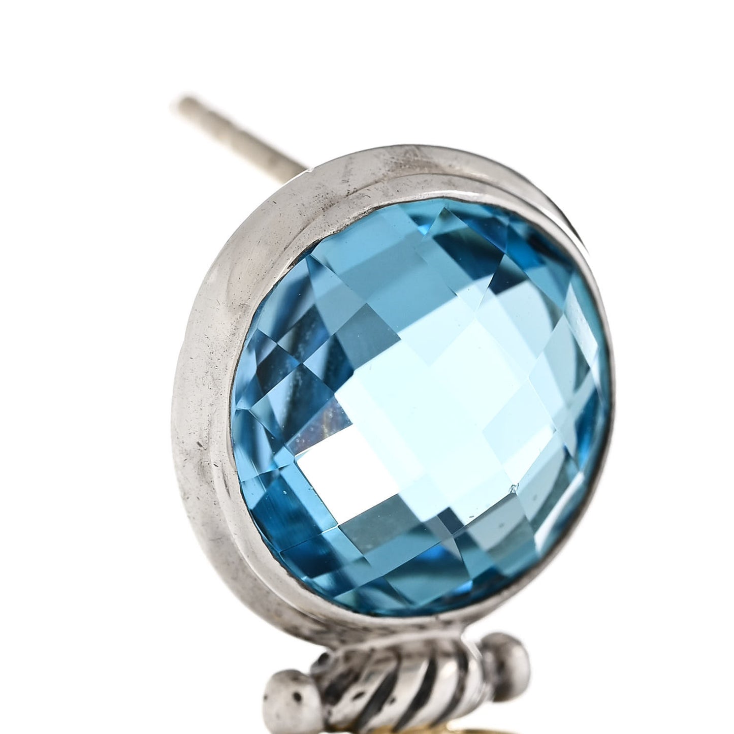 Sterling Silver 18K Yellow Gold Blue Topaz Citrine Renaissance Drop Earrings
