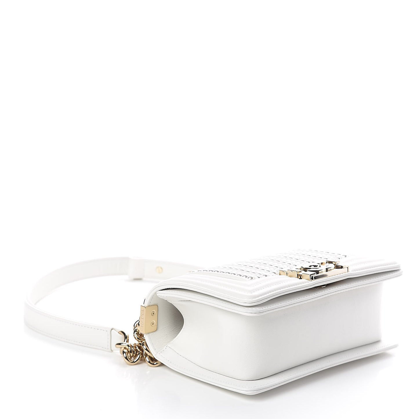 Calfskin Pearl Small Boy Flap White