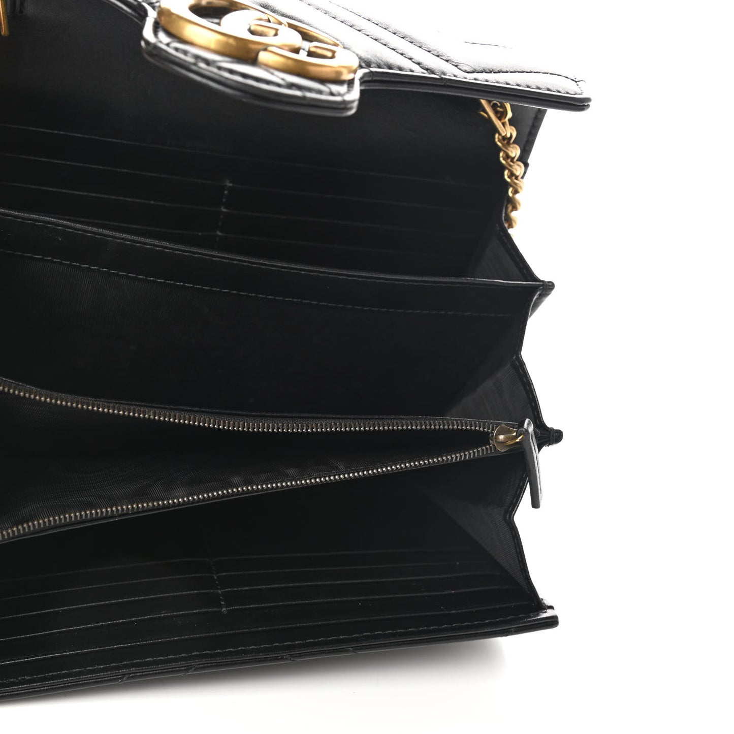 Calfskin Matelasse GG Marmont Chain Wallet Black