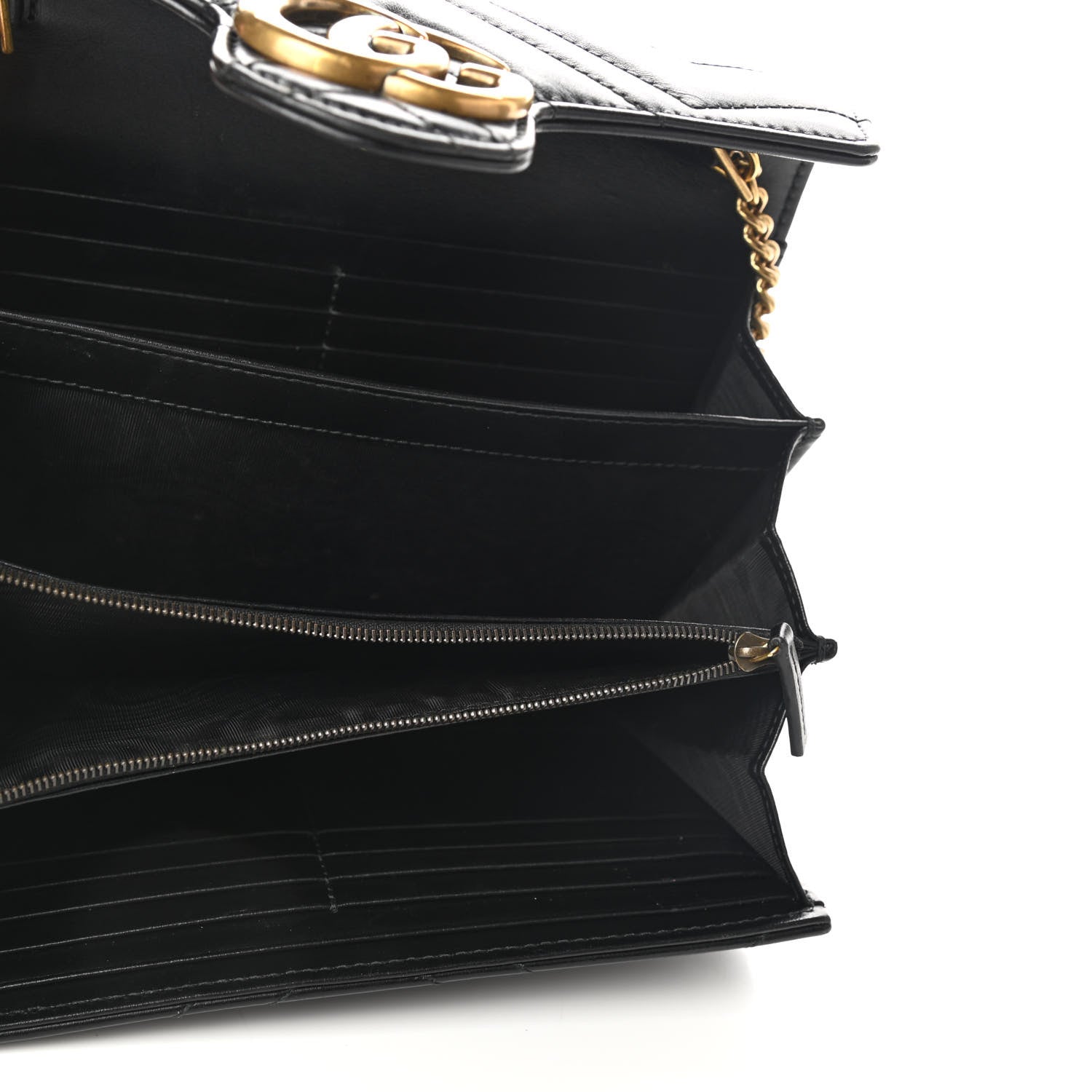 Gucci Calfskin Matelasse GG Marmont Chain Wallet Black 5 of 13
