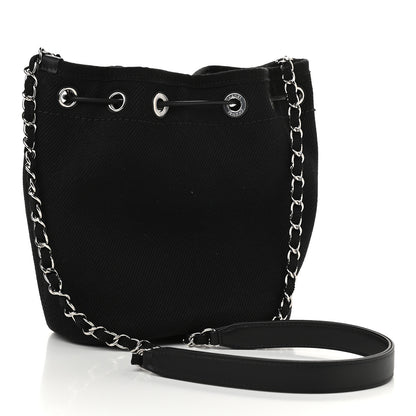Chanel Canvas Deauville Drawstring Bucket Bag Black 3 of 9