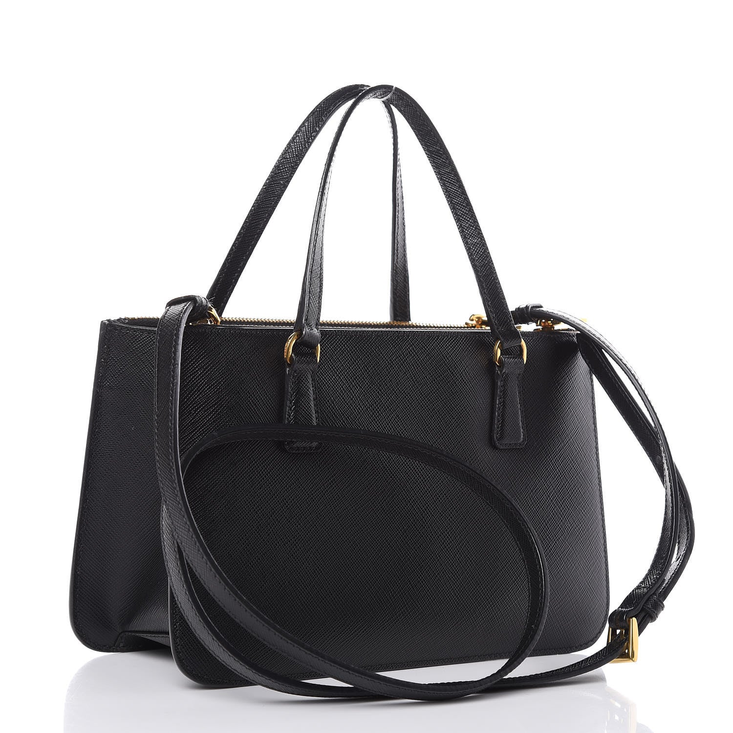 Prada Saffiano Mini Double Zip Tote Black 3 of 9