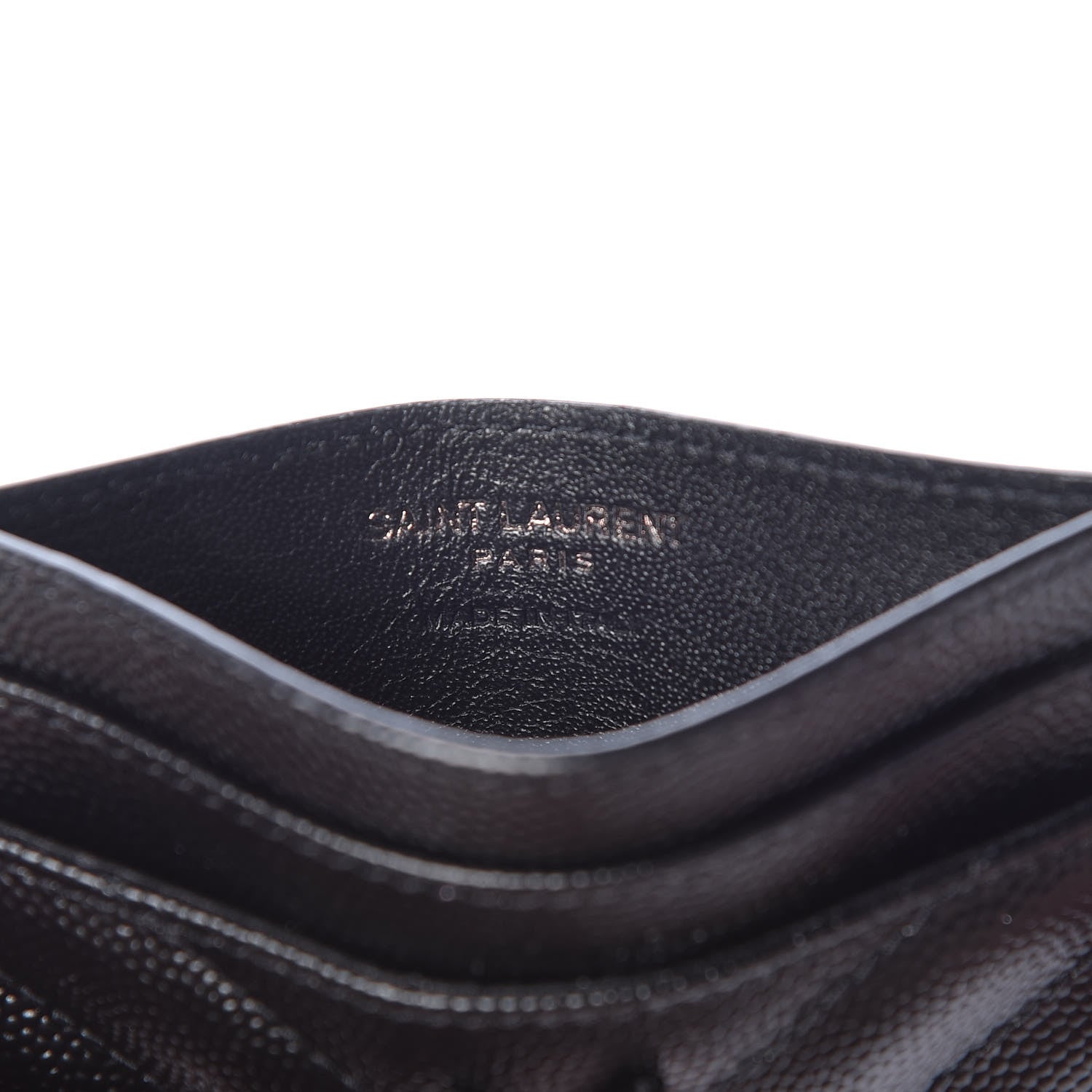 Saint Laurent Grain De Poudre Matelasse Chevron Monogram Credit Card Case Black 6 of 8