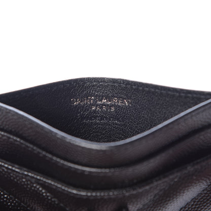 Saint Laurent Grain De Poudre Matelasse Chevron Monogram Credit Card Case Black 6 of 8