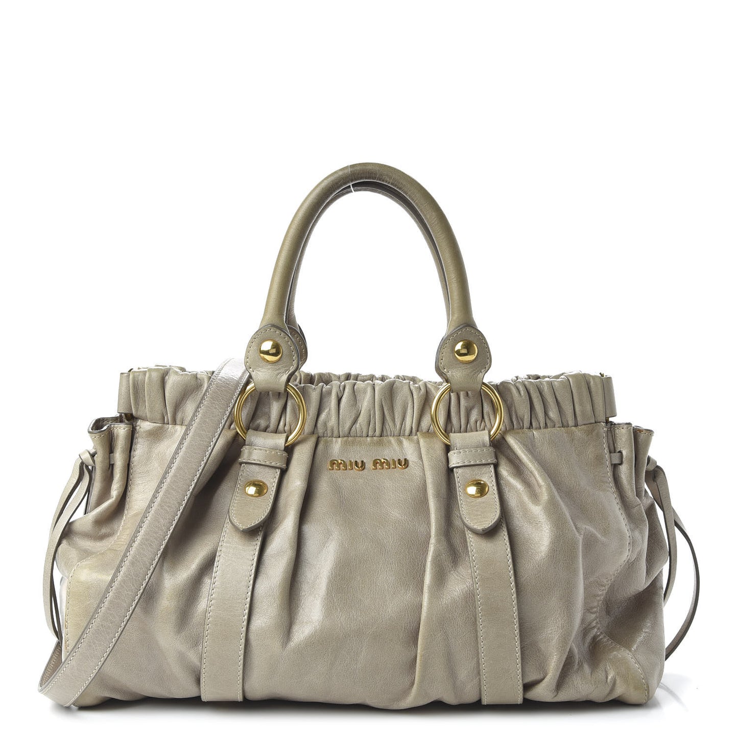 Vitello Lux Gathered Tote Pomice