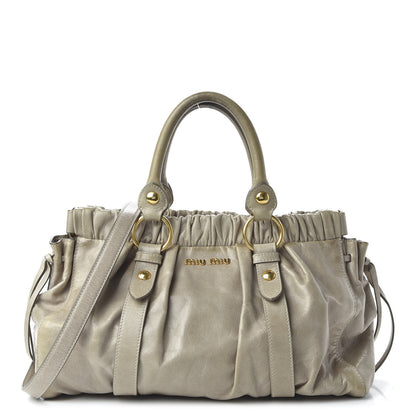 Miu Miu Vitello Lux Gathered Tote Pomice 1 of 10
