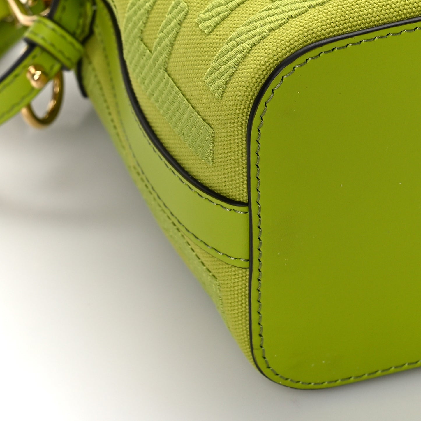Canvas Nappa F is Fendi FF Embroidered Mini Mon Tresor Bucket Bag Wasabi