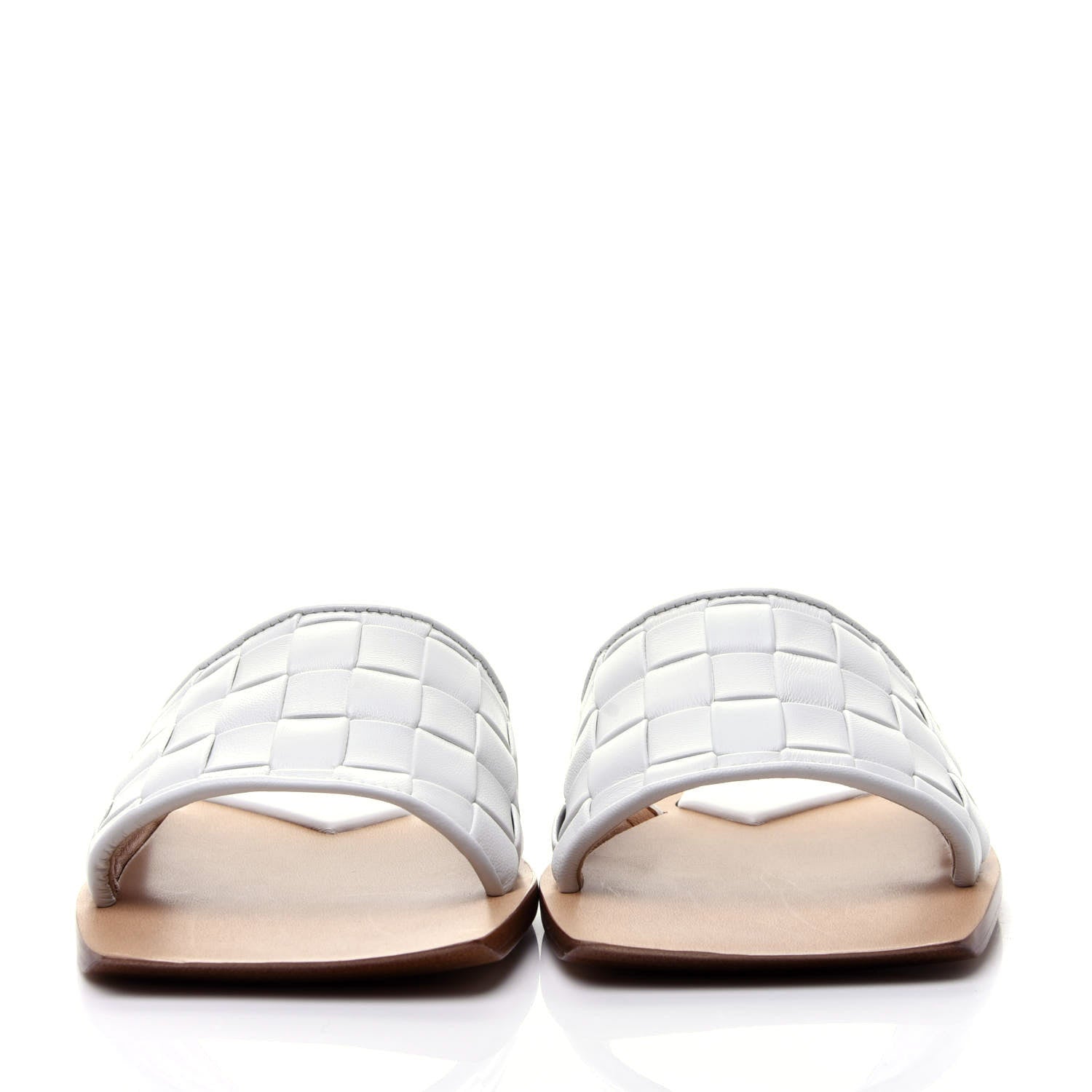 Bottega Veneta Nappa Intrecciato Squared Toe Flat Sandals 36 White 2 of 10