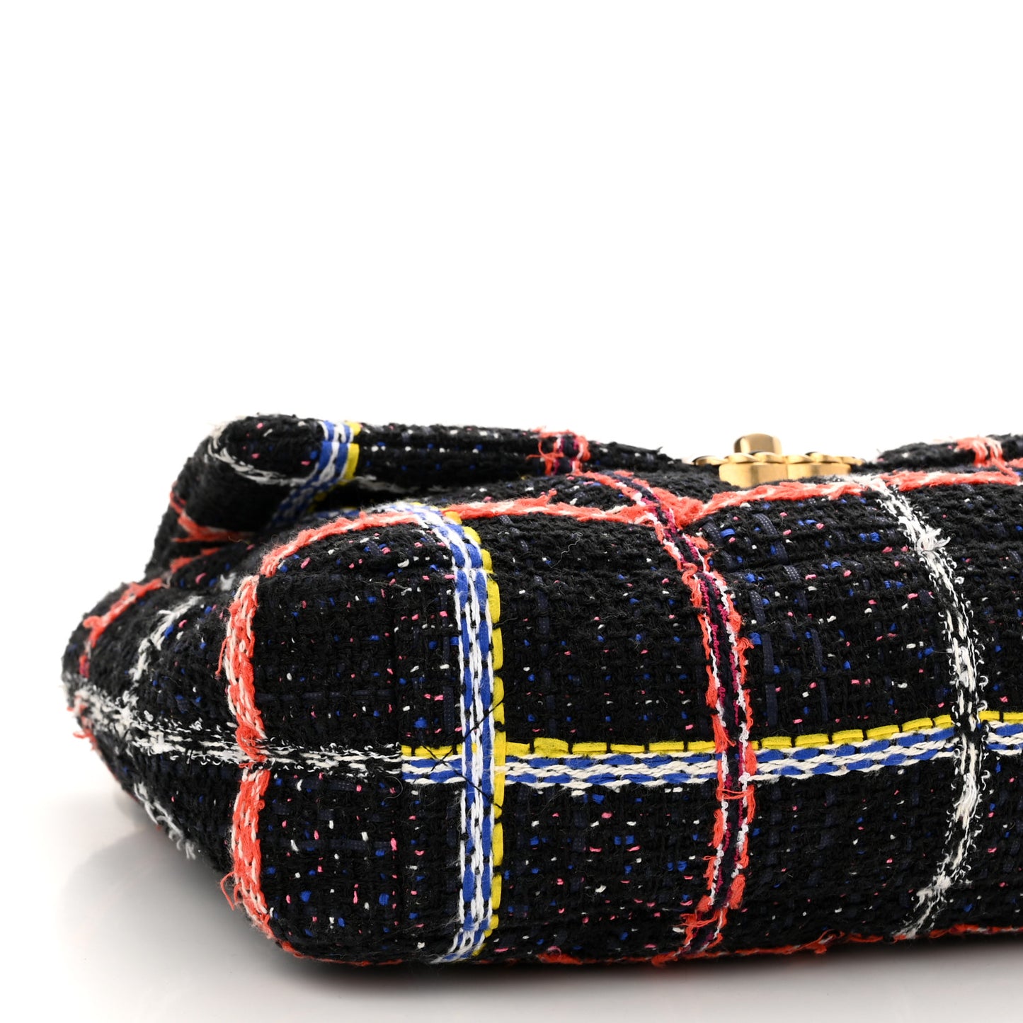 Tweed Quilted Large Chanel 19 Flap Black Orange Blue