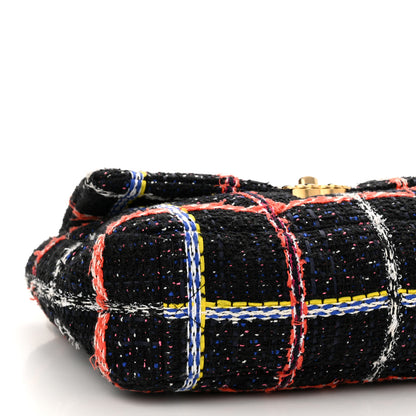 Chanel Tweed Quilted Large Chanel 19 Flap Black Orange Blue 9 of 10