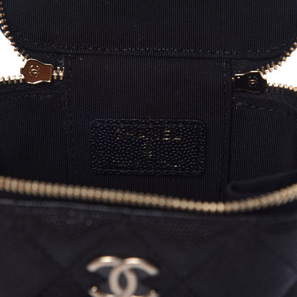Chanel Caviar Quilted Mini Pearl On Top Vanity Case With Chain Black 8 of 10