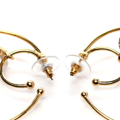 Chanel Pearl CC Tags Hoop Earrings Gold 3 of 5