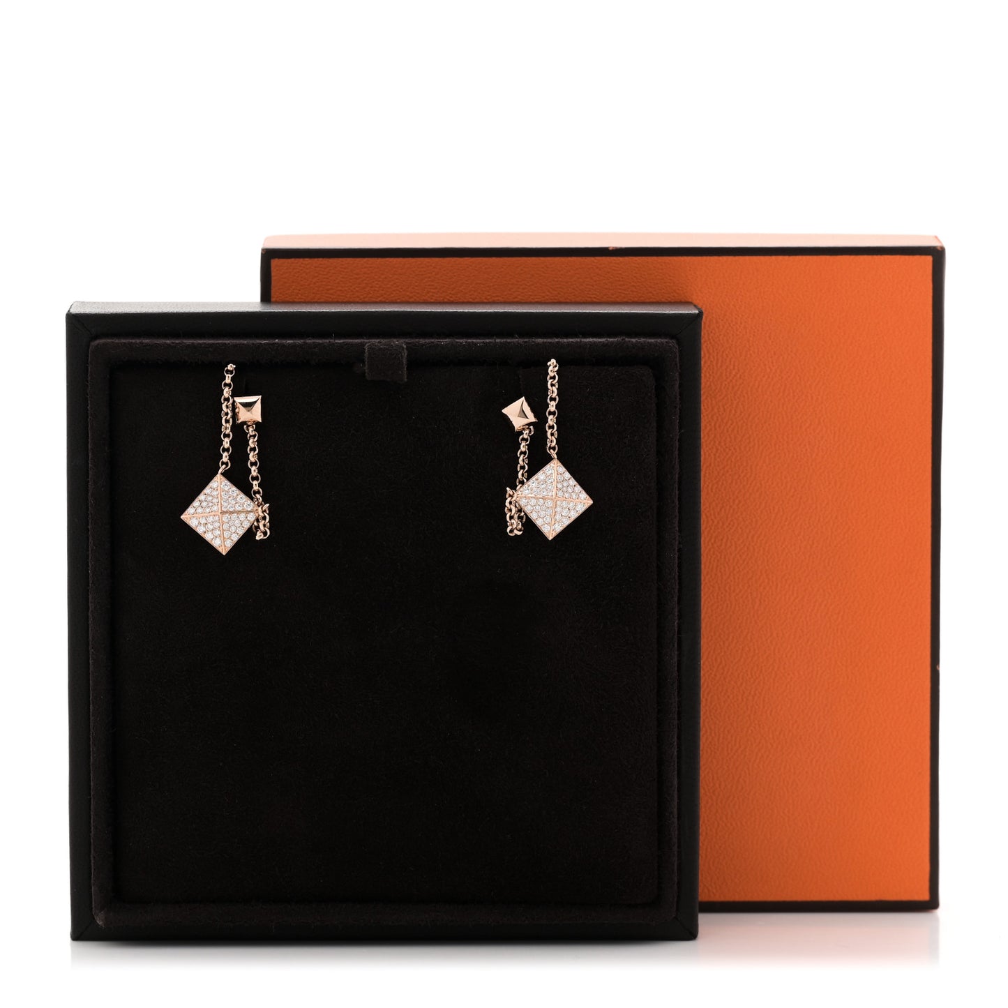 18K Rose Gold Diamond Clou d'H Dangle Earrings