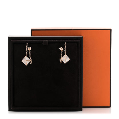 Hermes 18K Rose Gold Diamond Clou d'H Dangle Earrings 5 of 5