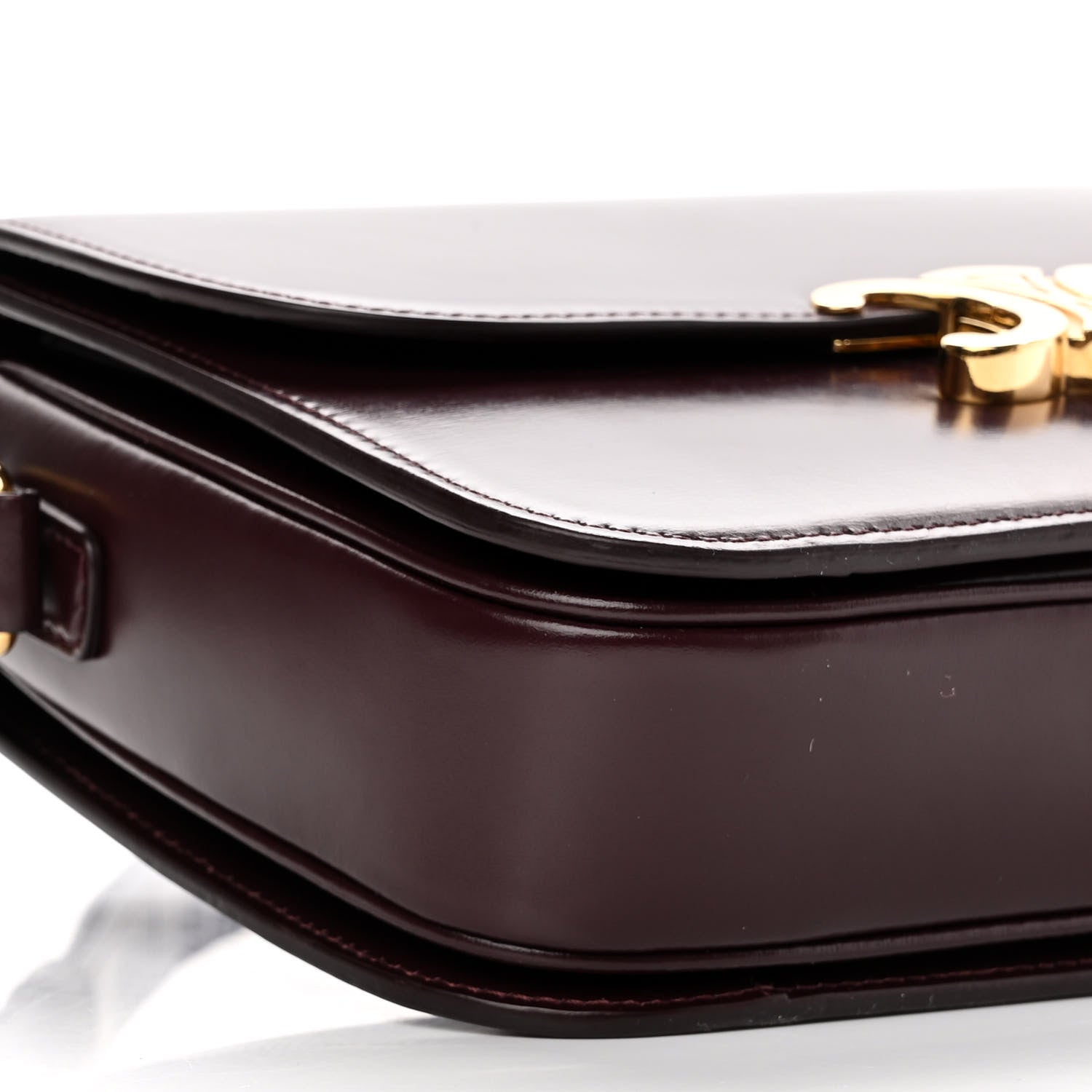 Celine Shiny Calfskin Medium Triomphe Burgundy 10 of 14