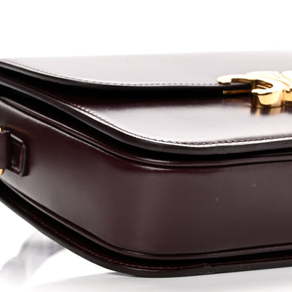 Celine Shiny Calfskin Medium Triomphe Burgundy 10 of 14