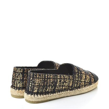 Chanel Metallic Tweed Grosgrain CC Espadrilles 40 Black Gold 4 of 12