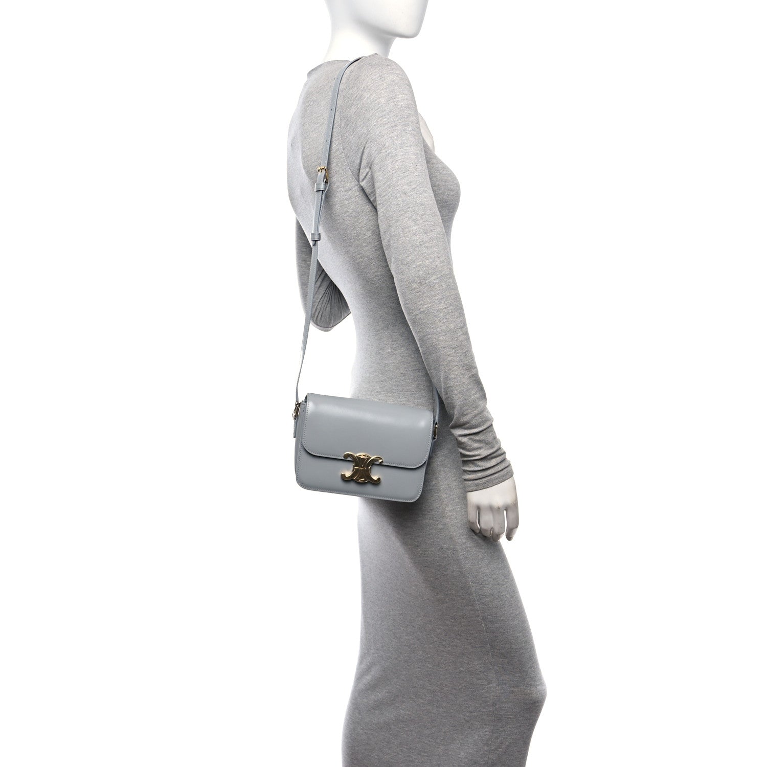 Celine Shiny Calfskin Teen Triomphe Pearl Blue 3 of 10
