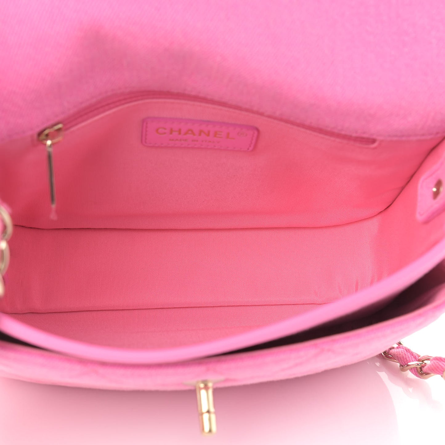 Denim Quilted Small Messenger Flap Neon Pink