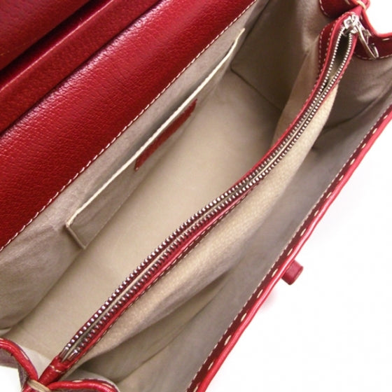 Leather Oversized Contrast Sticthed Flap Bag