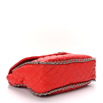 Chanel Washed Lambskin Quilted Maxi Chain Around Flap Red 4 of 9