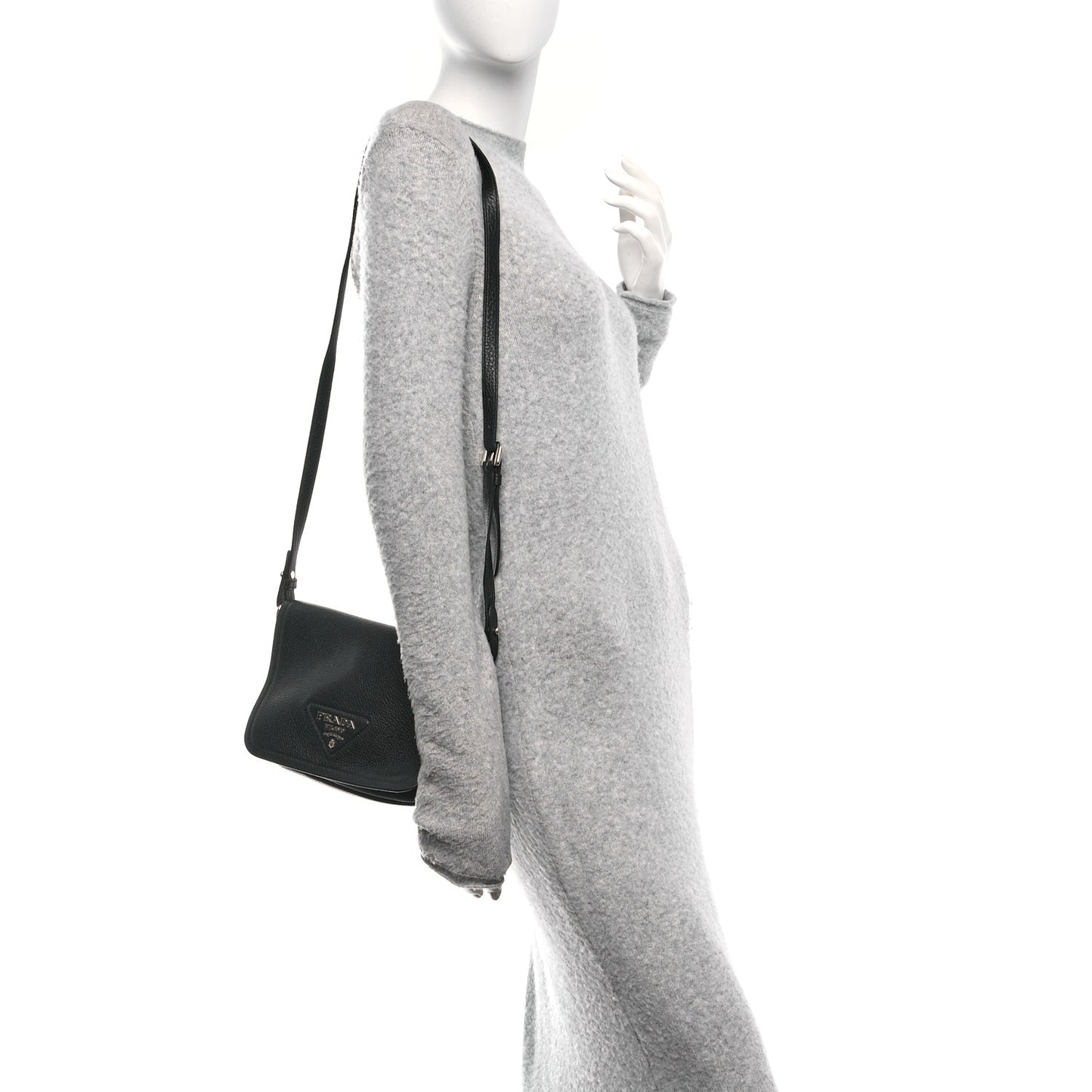 Vitello Daino Flap Crossbody Bag Black