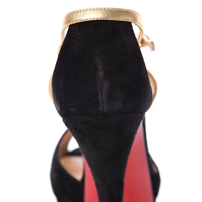 Christian Louboutin Suede Nappa Laminato Glennalta 150 Pumps 41 Black Gold 15 of 17