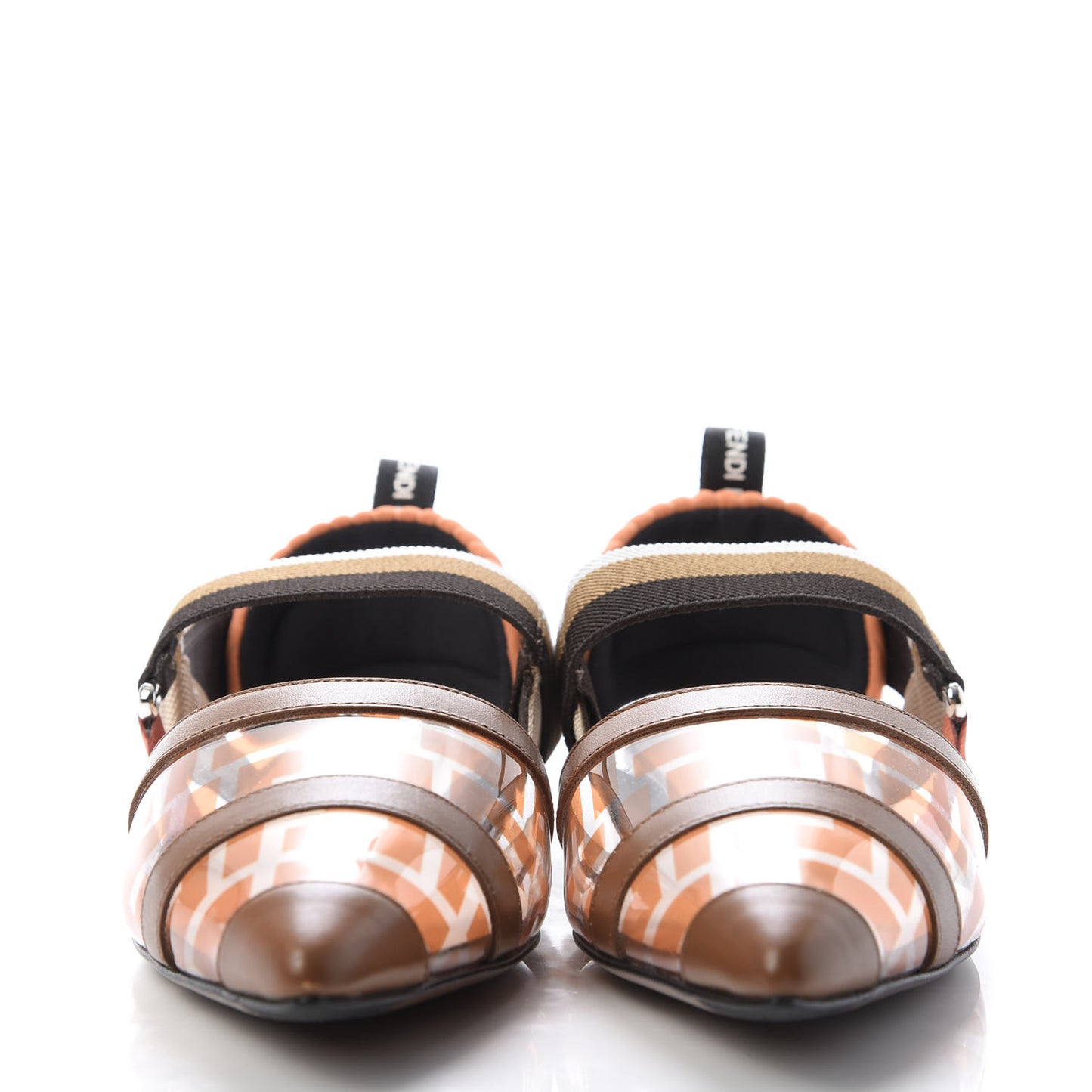 PVC Calfskin FF Colibri Slingback Ballerina Flats 37 Aranciata Cuoio