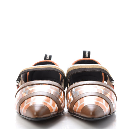 Fendi PVC Calfskin FF Colibri Slingback Ballerina Flats 37 Aranciata Cuoio 2 of 9