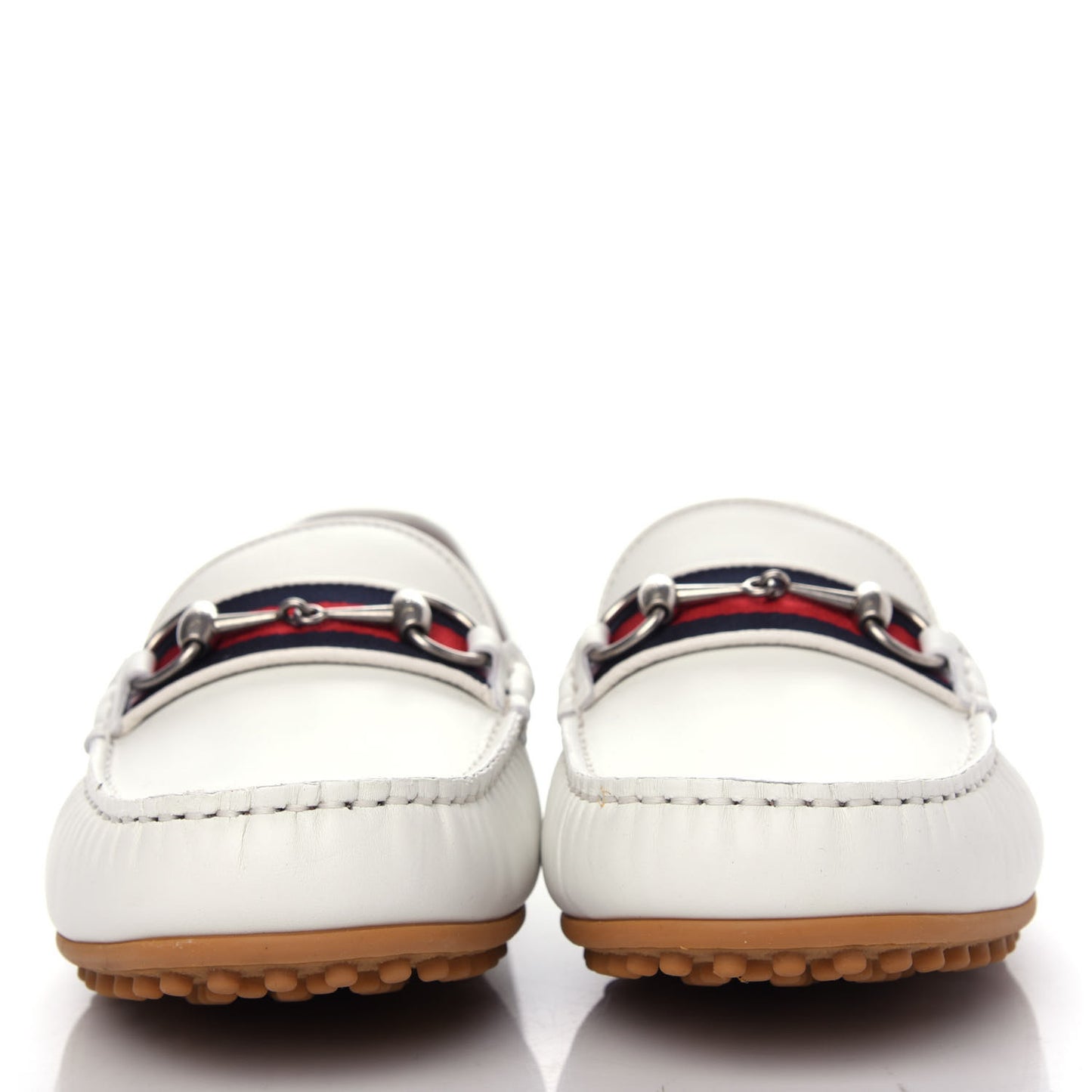 Miro Soft Calfskin Web Mens Horsebit Driver Loafers 9 White