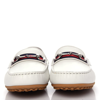 Gucci Miro Soft Calfskin Web Mens Horsebit Driver Loafers 9 White 2 of 12