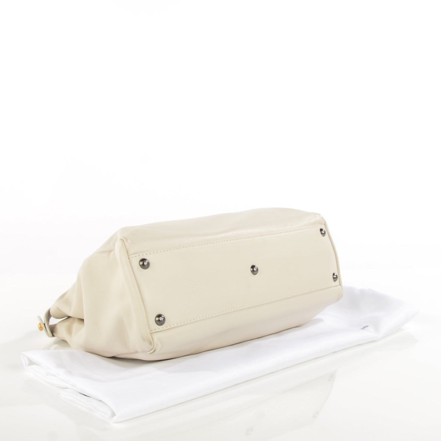 Vitello Calfskin Medium Peekaboo Iconic Satchel Milk White