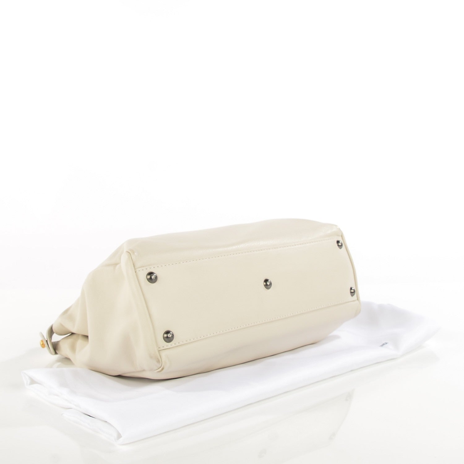 Fendi Vitello Calfskin Medium Peekaboo Iconic Satchel Milk White 4 of 9