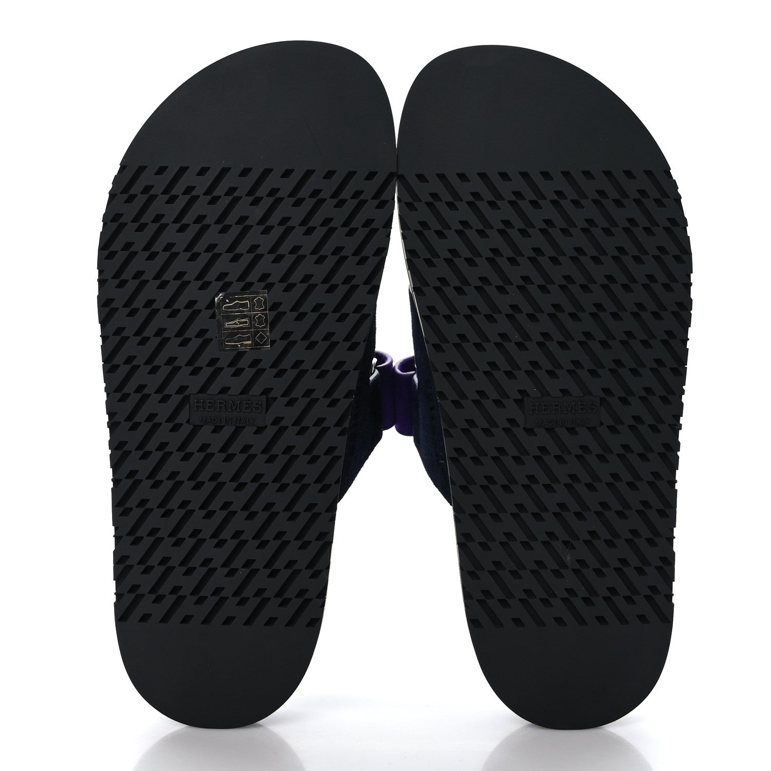 Hermes Suede Goatskin Womens Chypre Sandals 37.5 Marine Violet Majorette 5 of 9