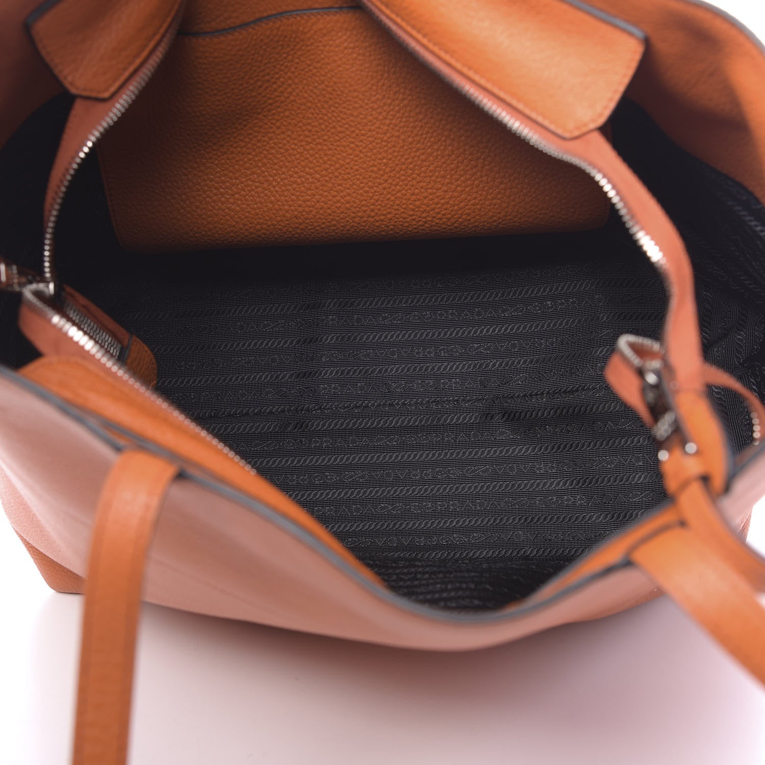 Prada Vitello Phenix Zip Shopping Tote Papaya 5 of 10