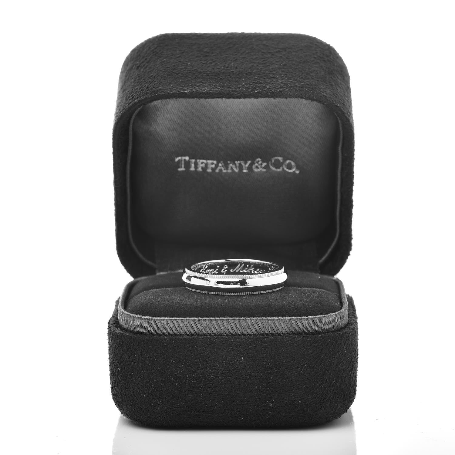 Tiffany Platinum 4mm Classic Milgrain Wedding Band Ring 55 7.5 8 of 8