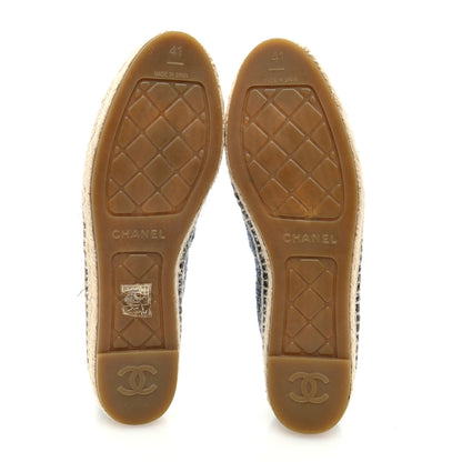 Chanel Tweed Lambskin CC Espadrilles 41 Blue Black 5 of 7