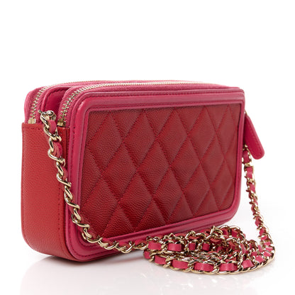 Chanel Caviar Quilted CC Filigree Clutch With Chain Red 3 of 14