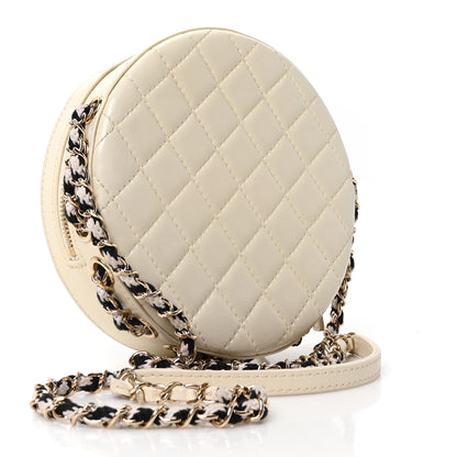 Chanel Lambskin Coco Lifesaver Round Bag Black White 3 of 10