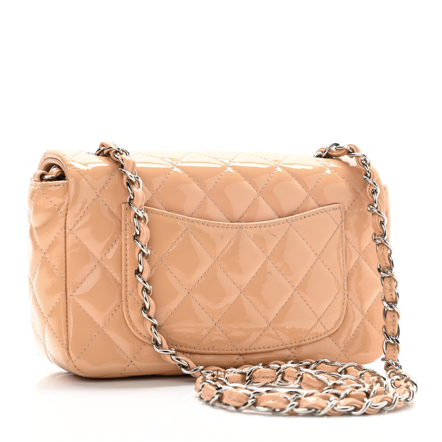 Chanel Patent Calfskin Quilted Mini Rectangular Flap Beige 3 of 13