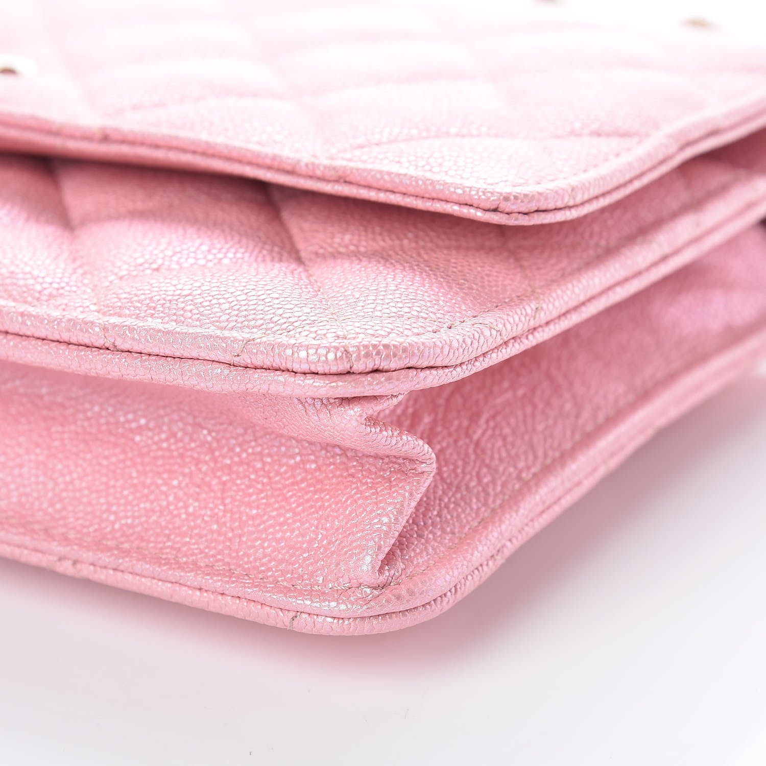 Chanel Iridescent Caviar Quilted Wallet on Chain WOC Rose Pink 10 of 11