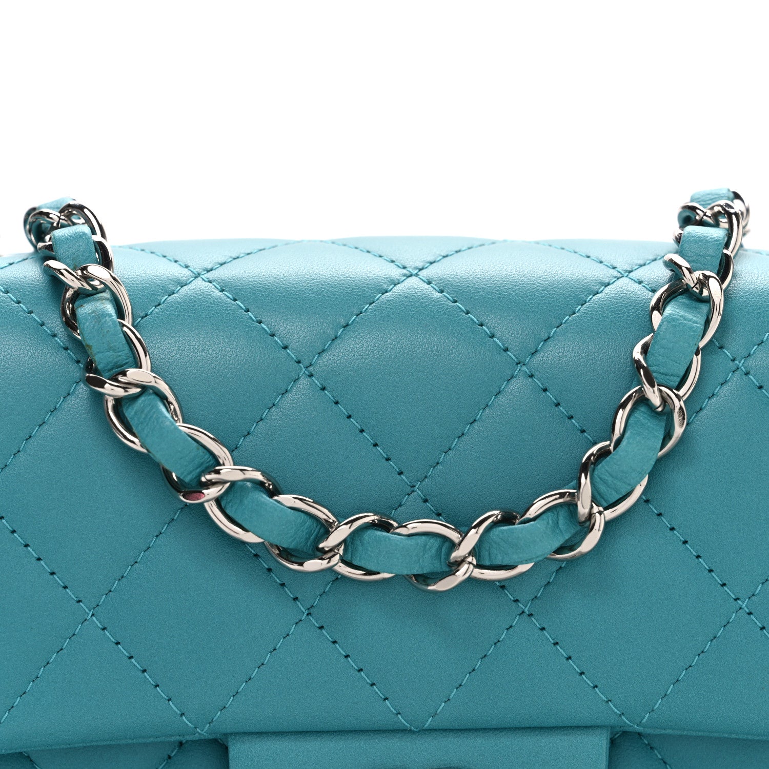 Chanel Lambskin Quilted Mini Rectangular Flap Light Blue 8 of 10