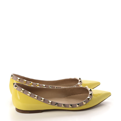 Valentino Garavani Patent Rockstud Ballerina Flats 37 Naples Yellow Poudre 4 of 15