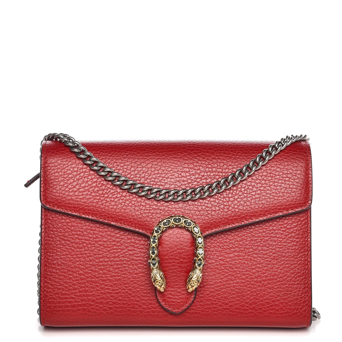 Calfskin Mini Dionysus Chain Wallet Hibiscus Red