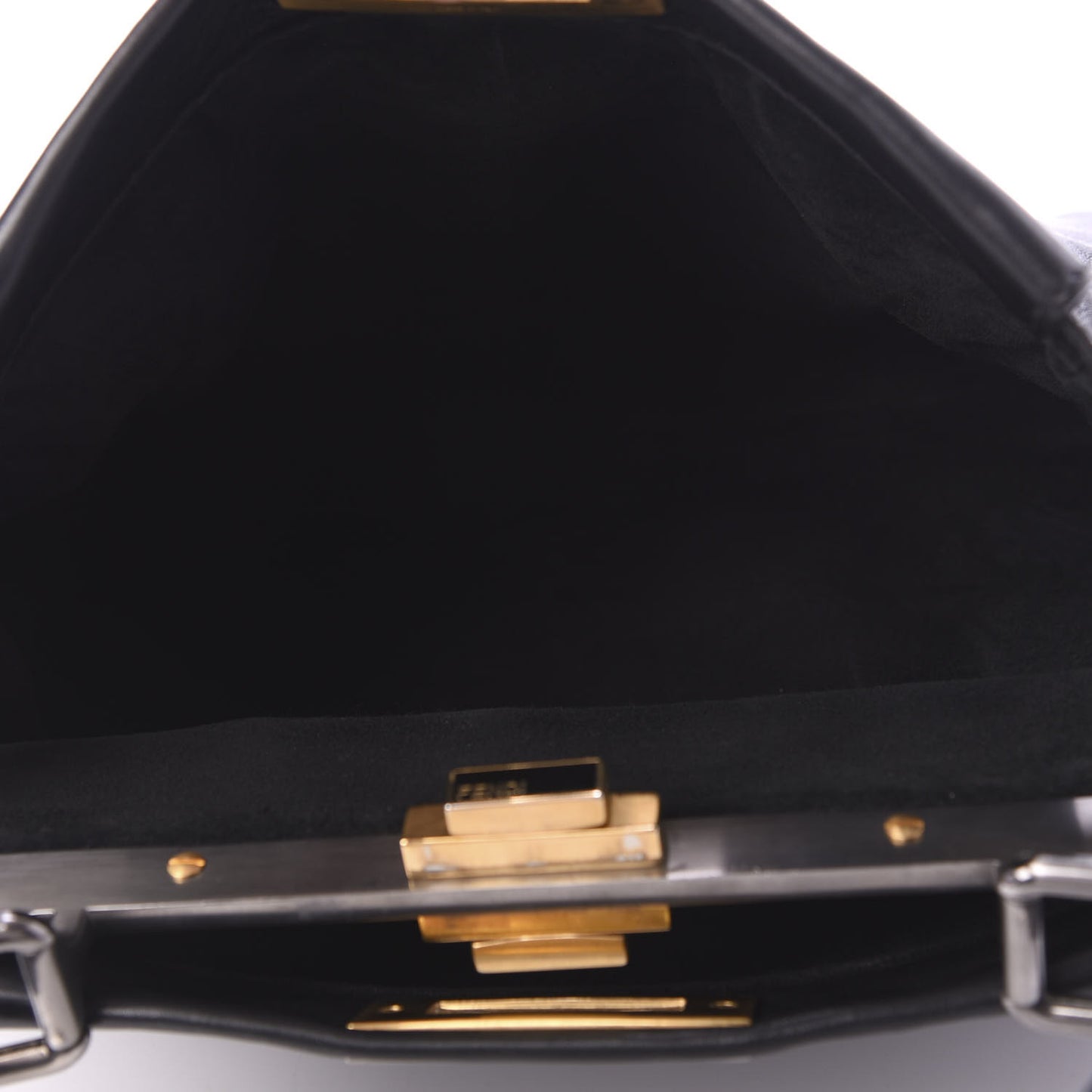 Vitello Suede Medium Peekaboo Iconic Satchel Black