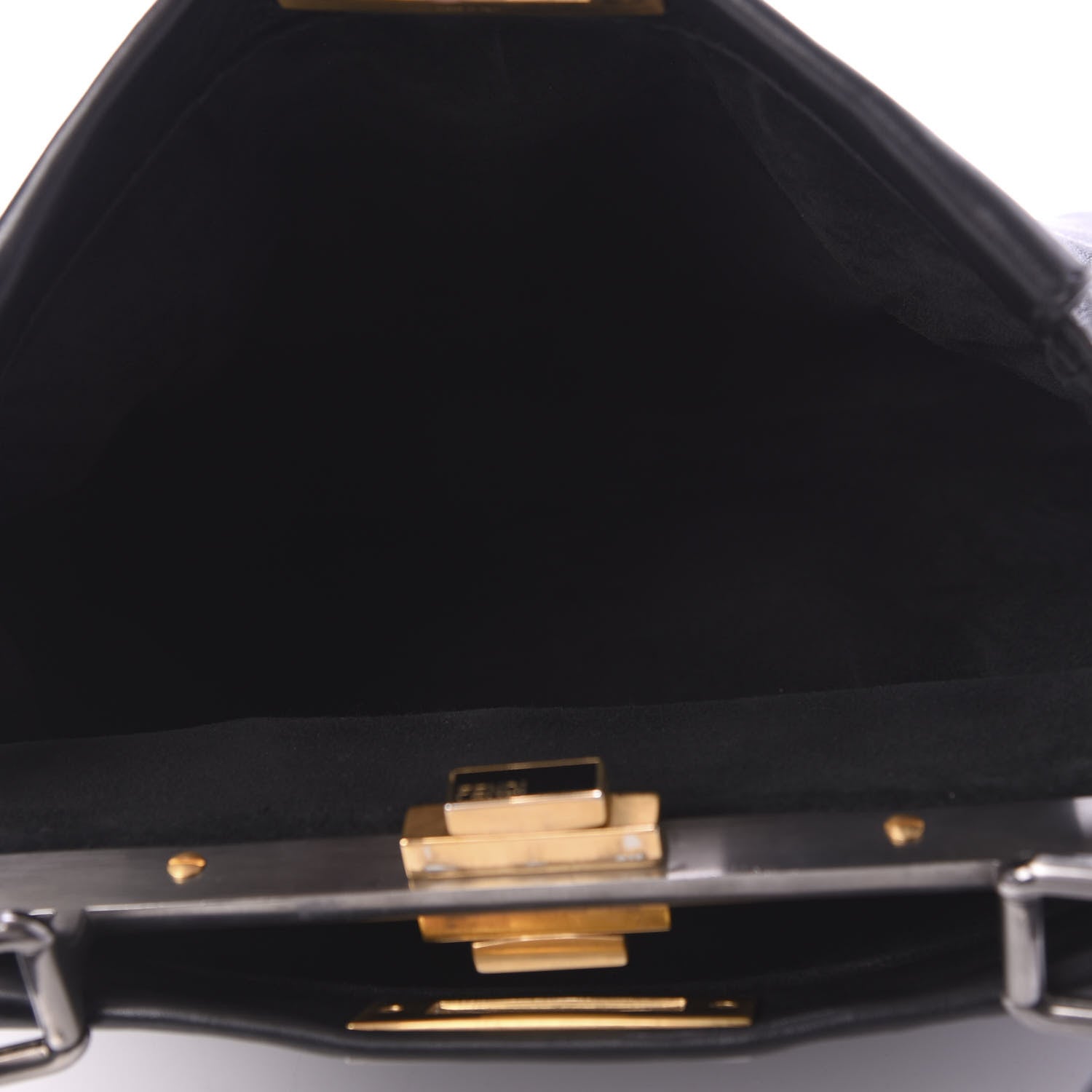 Fendi Vitello Suede Medium Peekaboo Iconic Satchel Black 6 of 11
