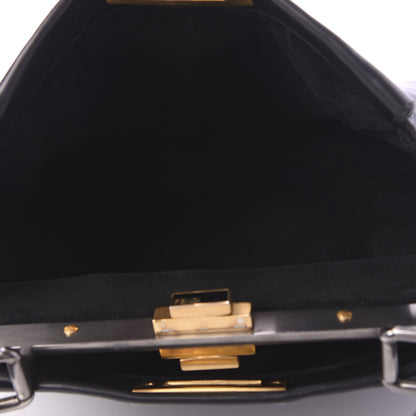 Fendi Vitello Suede Medium Peekaboo Iconic Satchel Black 6 of 11
