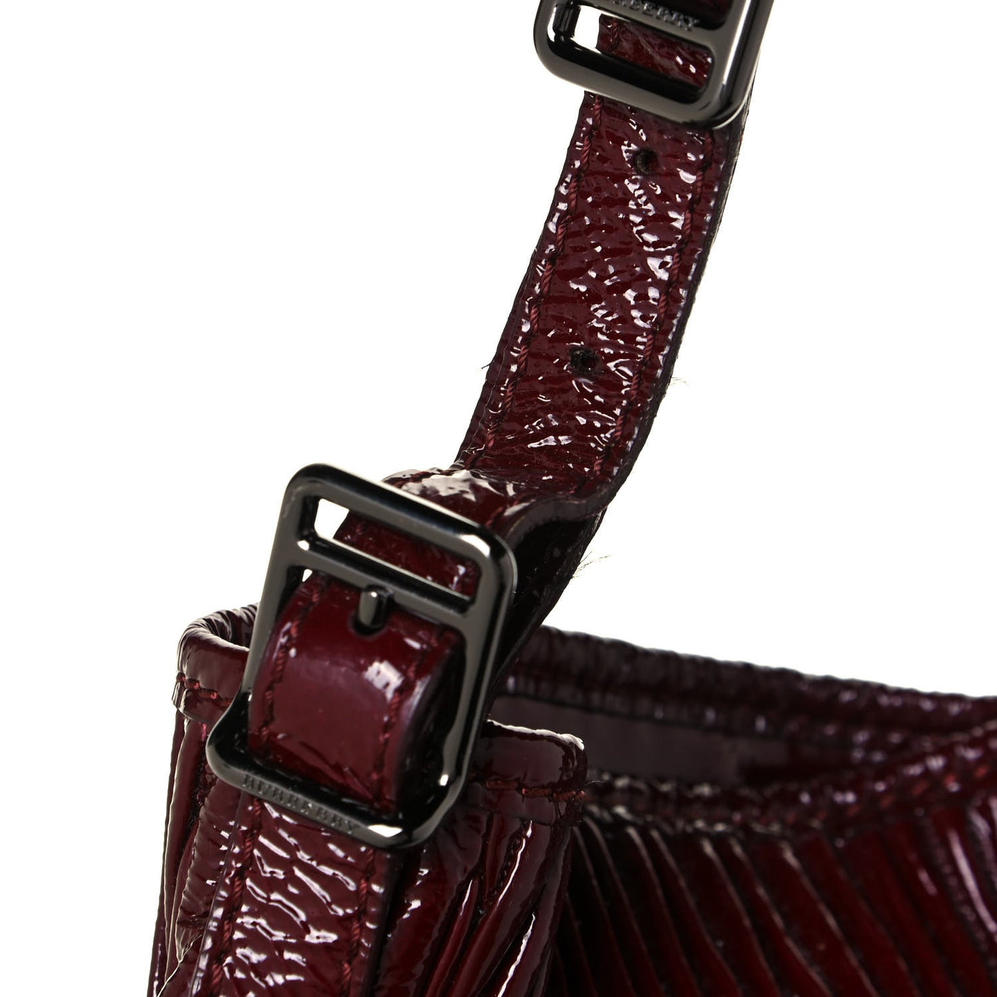 Patent Quilted Hobo Burgundy