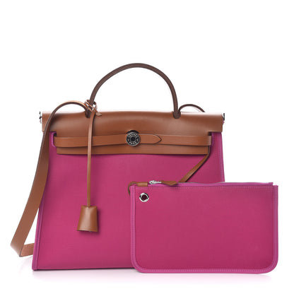 Hermes Vache Hunter Toile Herbag Zip 31 PM Magnolia Fauve 1 of 11